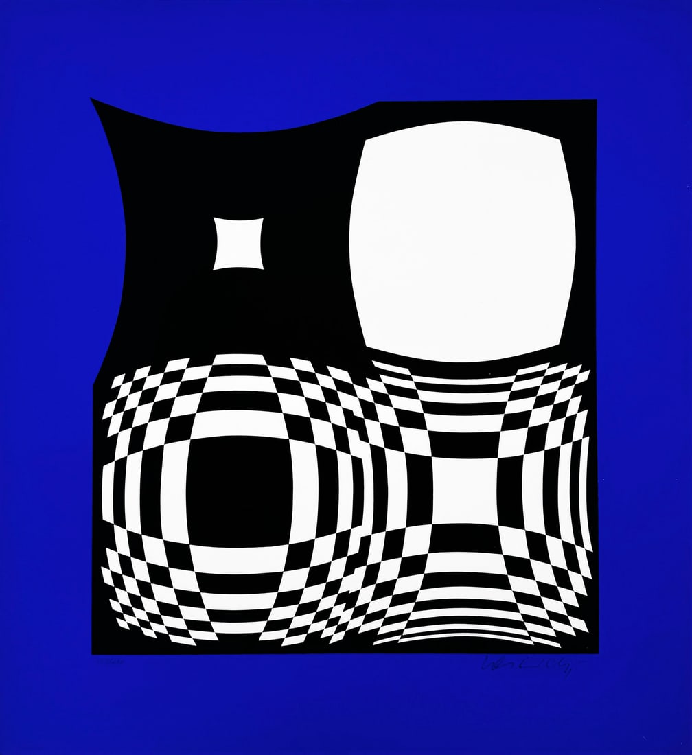VICTOR VASARELY 'Japet' (1973) RARE Vintage Serigraph Print (1 of 9)