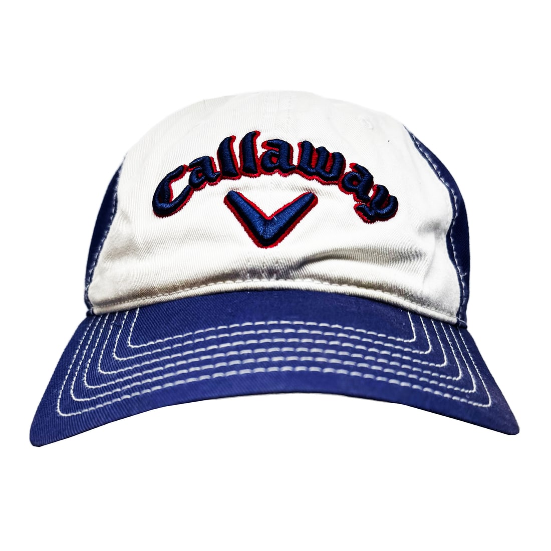 CALLAWAY 'Odyssey' Two-Tone Logo Embroidered Adjustable Hat: Callaway by OdysseyOfficially licensed adjustable hat.Color(s): blue/whiteSize: One Size Fits Most"Callaway" logo embroidered on top panel.Embroidered "stars" on left and right side