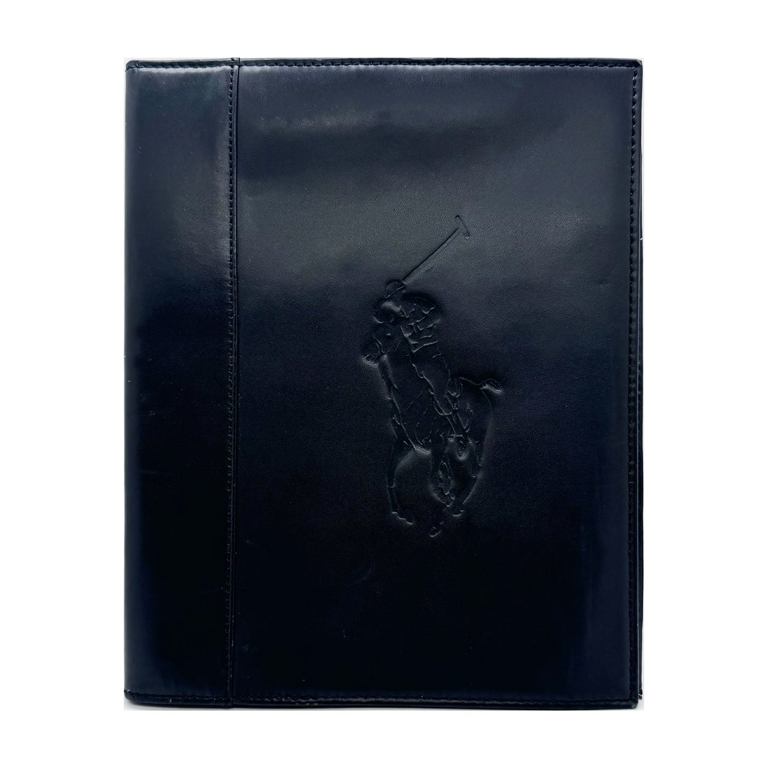 POLO by RALPH LAUREN 'iPad 6 Case' (2018) Logo Black Leather Folder: iPad 6 Case' by POLO by Ralph Lauren, 201810 x 8.2 x 0.65 Inches25.4 x 20.8 x 1.7 CentimetersSoft black leather iPad 6 case with large embossed Polo logo.Black fabric lining with leather inner slip sl