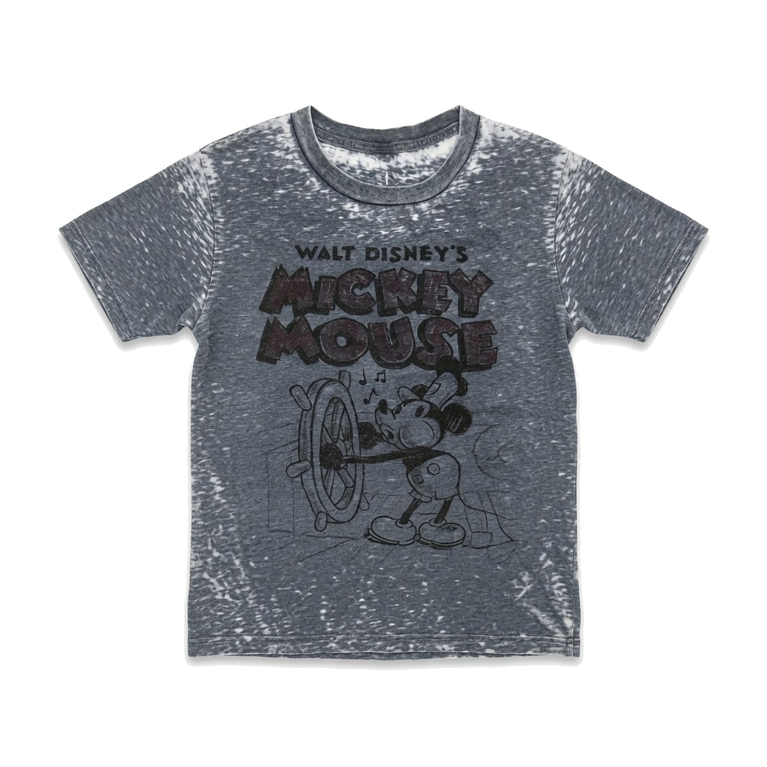 DISNEY 'Steamboat Willie' (2015) Charcoal Gray 2XL Burnout Graphic T-Shirt (1 of 6)