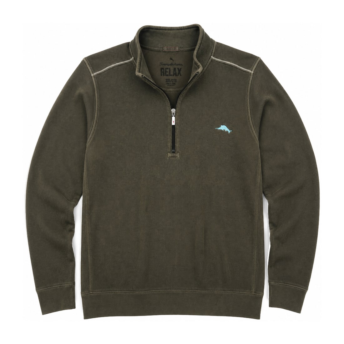 TOMMY BAHAMA 'Relax' (2015-2018) Half Zip Pullover 3XL Olive Green (1 of 7)