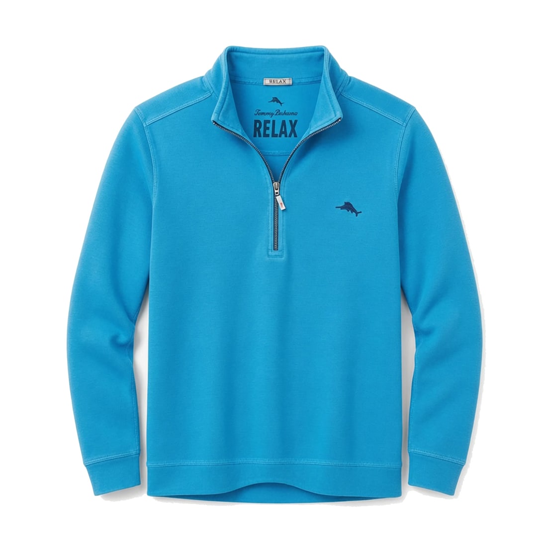 TOMMY BAHAMA 'Relax' (2015-2018) Half Zip Pullover 3XL Brt. Blue: ‘Relax’ by Tommy Bahama, circa 2015–2018 Men’s long-sleeve half-zip pullover from the Tommy Bahama Relax collection. Color: Bright blue Size: Men’s 3XL / 3