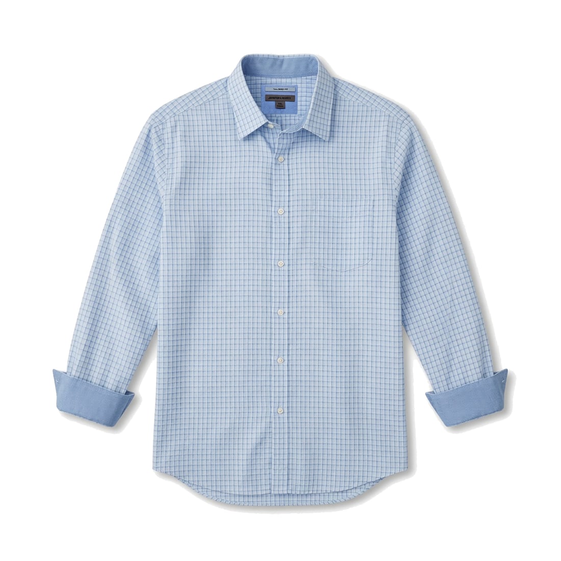 JOHNSTON & MURPHY 'Tailored Fit' (2018) Blue/Blue XXL 100% Cotton Shirt LS NWOT (1 of 9)