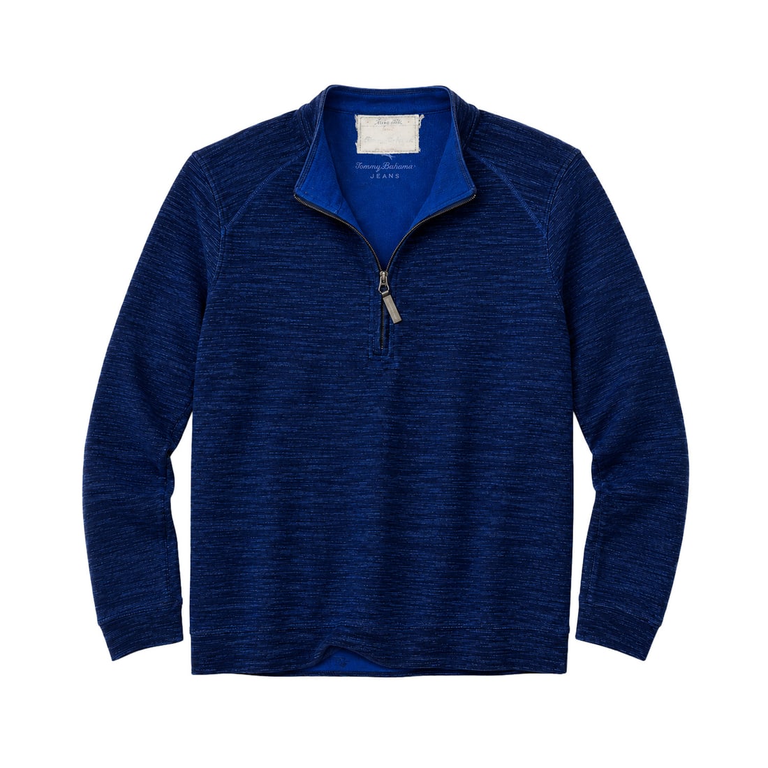 TOMMY BAHAMA 'TB Jeans Reversible' (2012-2014) Half-Zip Pullover 2XL Dark Blue: ‘TB Jeans Reversible’ by Tommy Bahama, circa 2012–2014 Men’s reversible long-sleeve half-zip pullover from the Tommy Bahama Jeans collection. Color: Dark Blue Size: