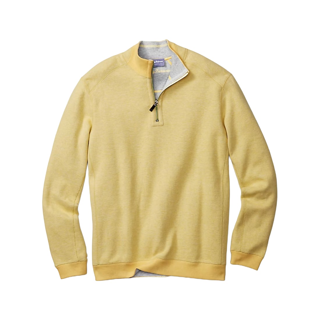 TOMMY BAHAMA 'Flip Side Twill Reversible' (2011-2013) Half-Zip Pullover 3XL Heather Yellow/Gray: ‘Flip Side Twill Reversible’ by Tommy Bahama, circa 2011–2013 Men’s reversible long-sleeve half-zip pullover from the Tommy Bahama Flip Side Twill Reversible Collection. Colors: