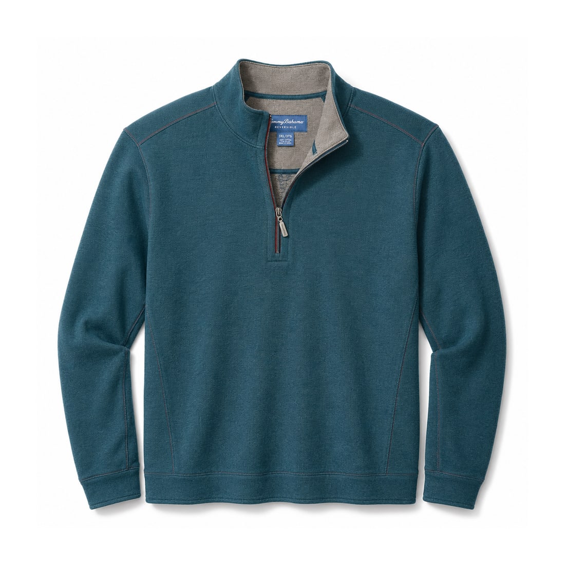 TOMMY BAHAMA 'Flip Side Reversible' (2011-2013) Half-Zip Pullover 3XL Heather Teal/Gray NWOT (1 of 5)