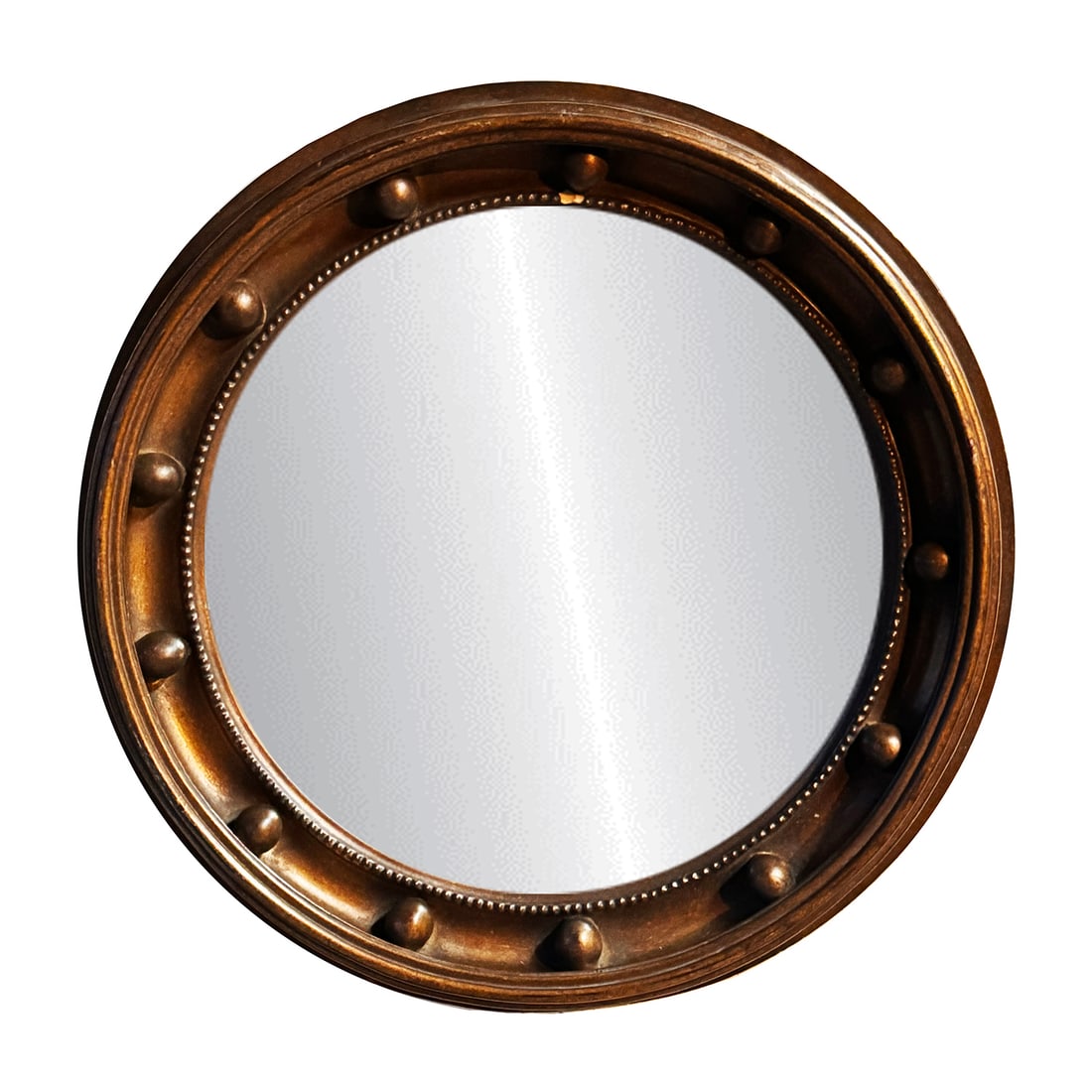 PIER 1 IMPORTS 'Porthole Mirror' (2008) Round Mirror in Walnut (1 of 5)