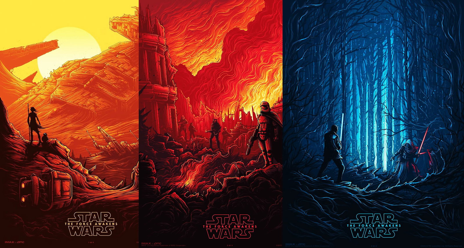 STAR WARS x DAN MUMFORD 'The Force Awakens' (2015) AMC/IMAX 3-Print Set (1 of 5)