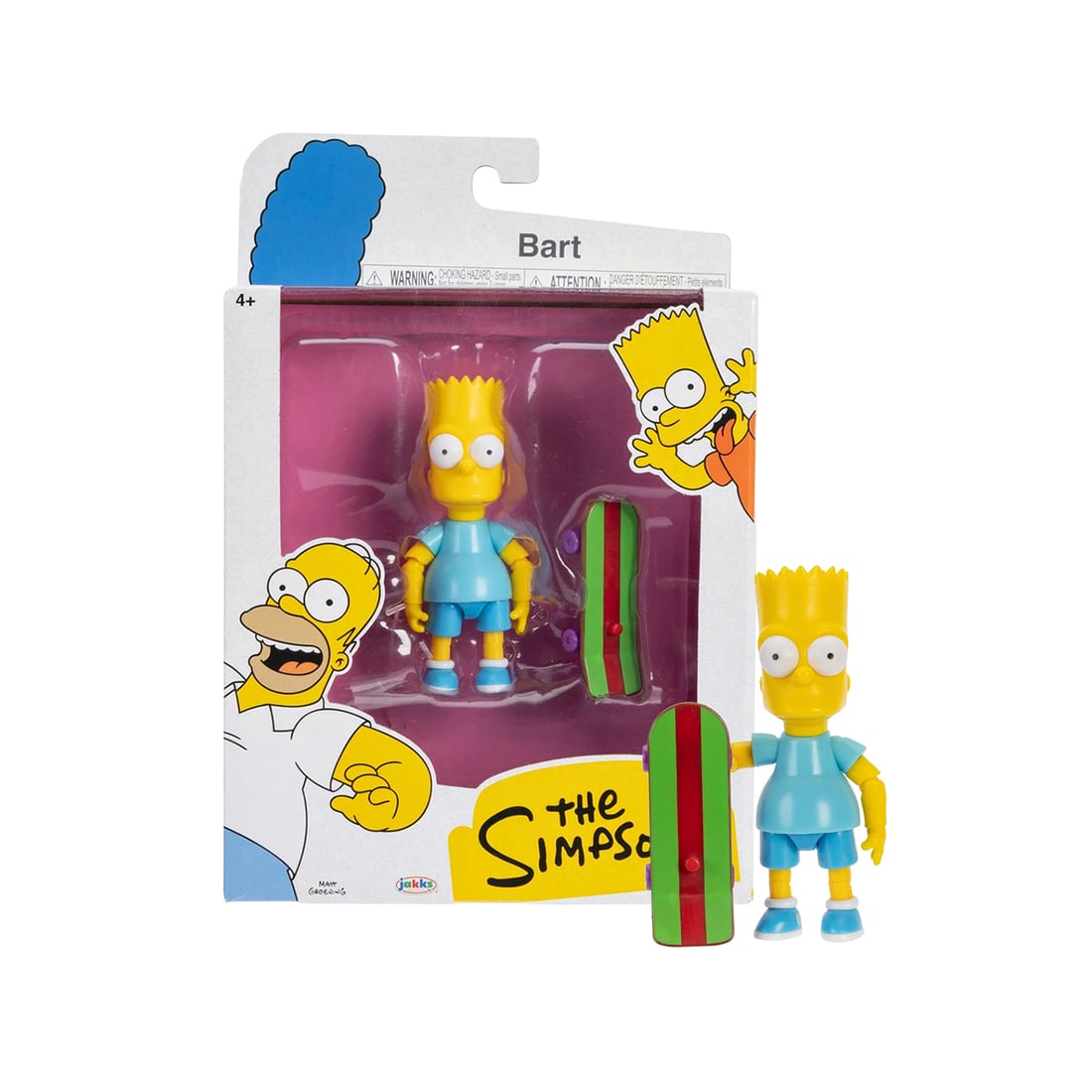 THE SIMPSONS 'Bart Simpson' (2025) Collectible 5 in. Figure (blue shirt): ‘Bart Simpson’ by JAKKS Pacific, 2025 Classic action figure depicting Bart Simpson in his signature blue shirt and shorts with skateboard. Figure Height: 5 inches / 12.7 centi