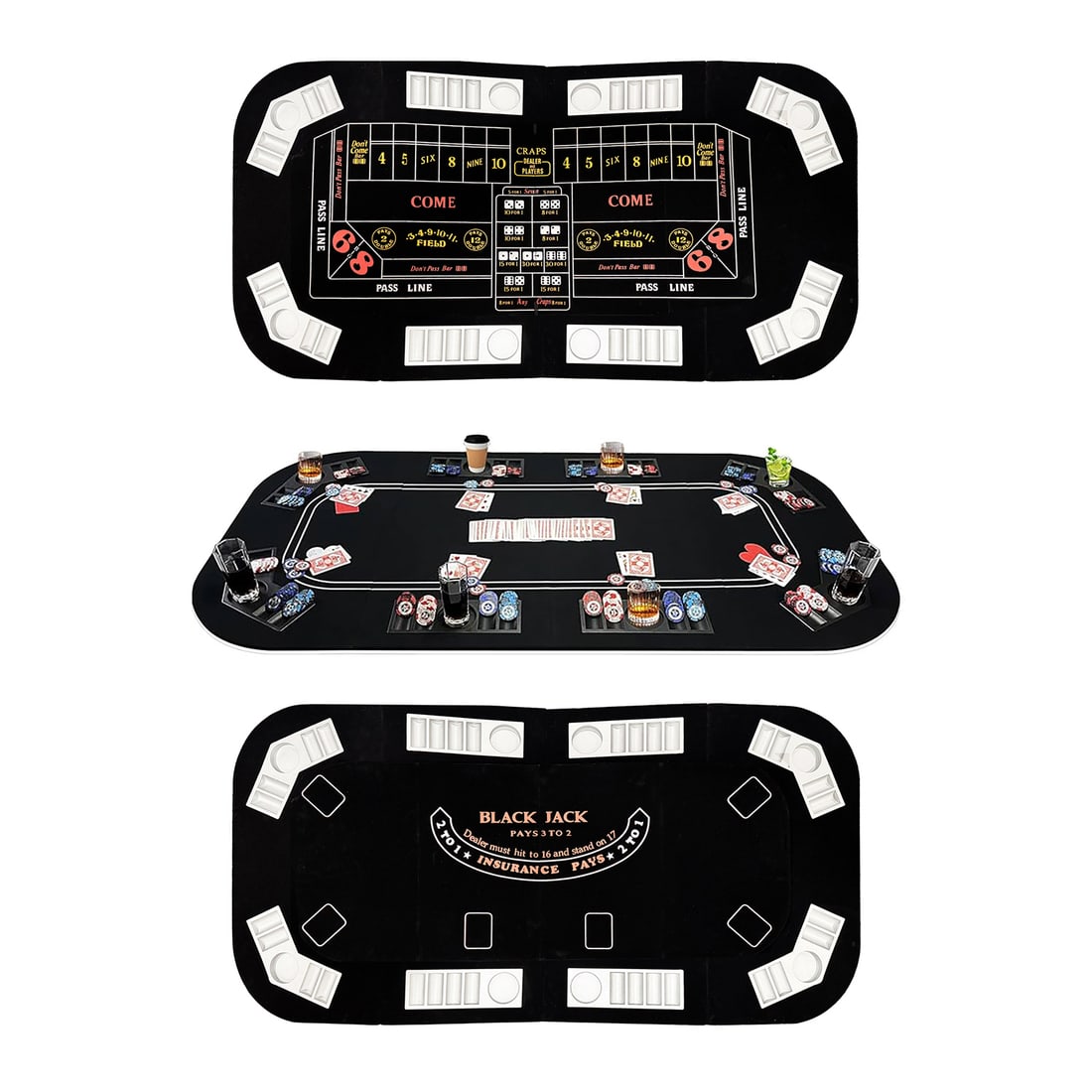 INO DESIGN '3-in-1 Gaming Table' (2022) Portable Foldable Casino w/Bag (1 of 10)
