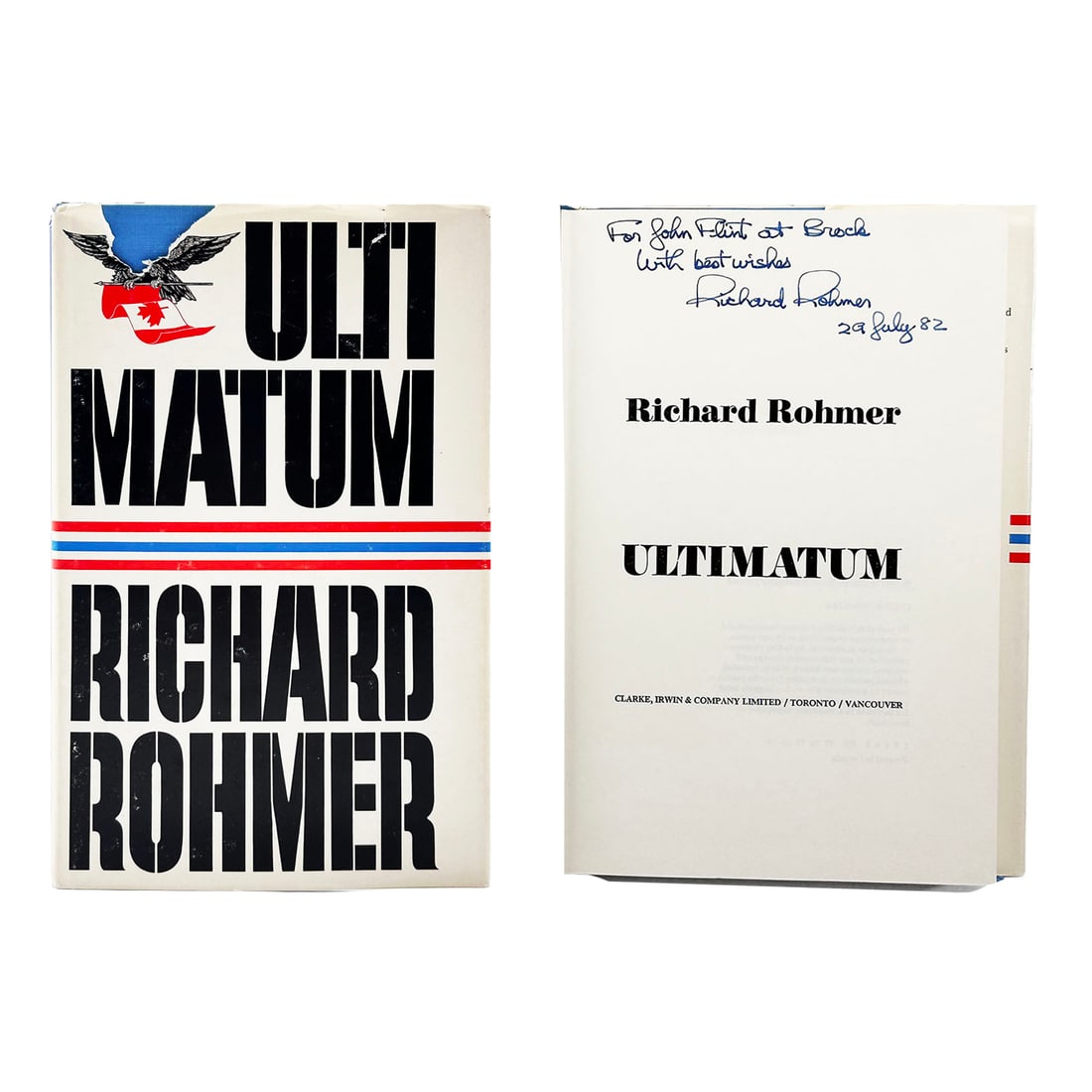RICHARD ROHMER 'Ultimatum' (1973) Hand-Signed 1st Ed. Book (1 of 6)