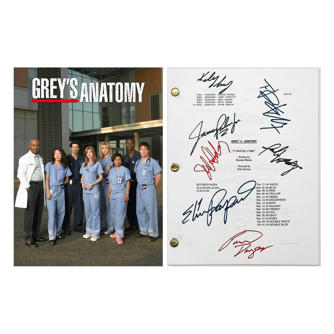 GREY'S ANATOMY 'A Hard Day's Night' (2001) Facsimile Signature Collector's Screenplay: ‘A Hard Day’s Night’ from Grey’s Anatomy, March 2005 Full collector’s print screenplay for the legendary pilot episode that launched the long-running medical drama series. Dim