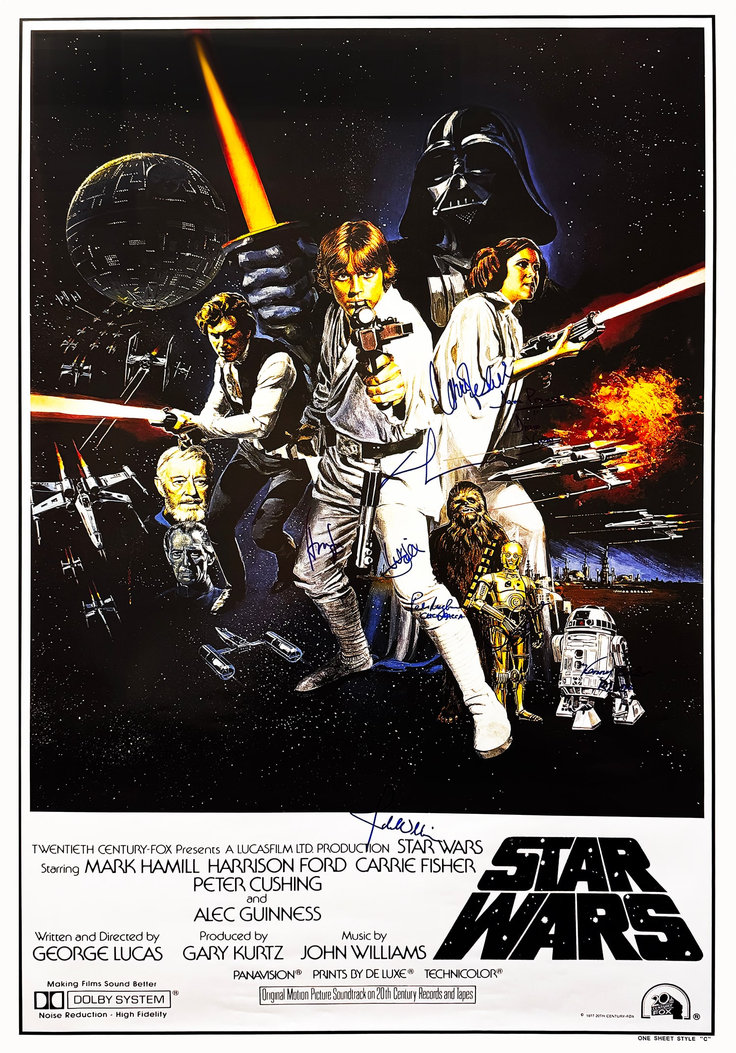 STAR WARS 'A New Hope - Episode 1' (1977) Cast Hand-Signed Movie Poster (1 of 5)