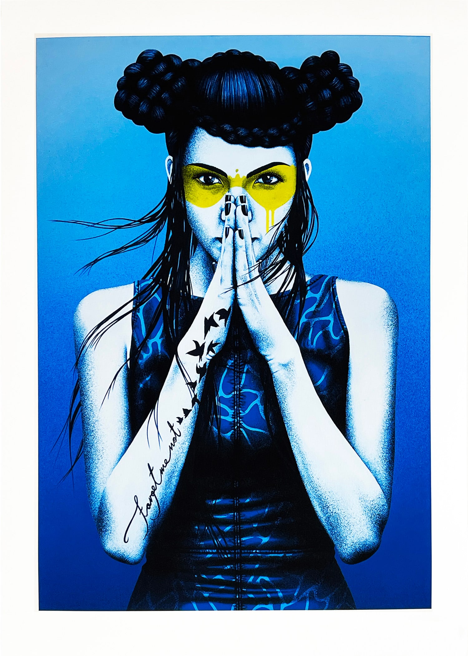 FIN DAC 'Vergiss' (2022) Ukraine Benefit Giclée Print: ‘Vergiss’ by Fin DAC, 2022 A haunting yet defiant portrait blending beauty and resistance, created as a call to remember and stand in solidarity with Ukraine. All proceeds from the print’s origi