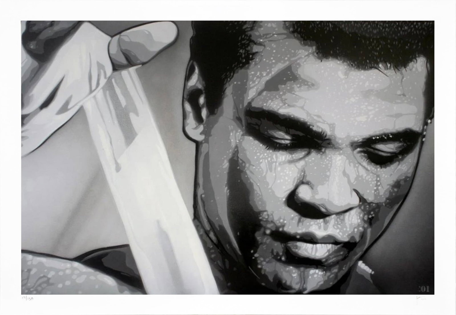 JOE IURATO 'Ali: Almost Showtime' (2016) RARE Screen Print: â€˜Ali: Almost Showtimeâ€™ by Joe Iurato, 2016Rare, fantastic image of the boxing and Civil Rights icon.Based on the artist's spray paint + stencil original artwork