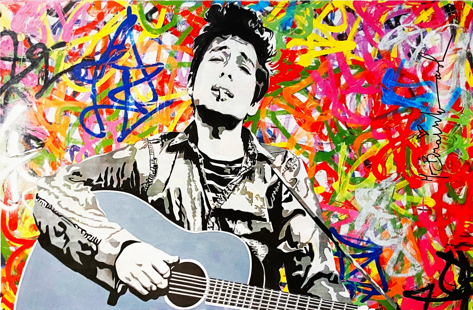 MR. BRAINWASH 'Bob Dylan' (2008) Rare Offset Lithograph Poster: Bob Dylan' by Mr. Brainwash, 2008Rare original poster from the artist's "Life is Beautiful" exhibit, The Old Sorting Office, London, UK.24 x 36 Inches61 x 91.4 CentimetersOffset lithograph on satin