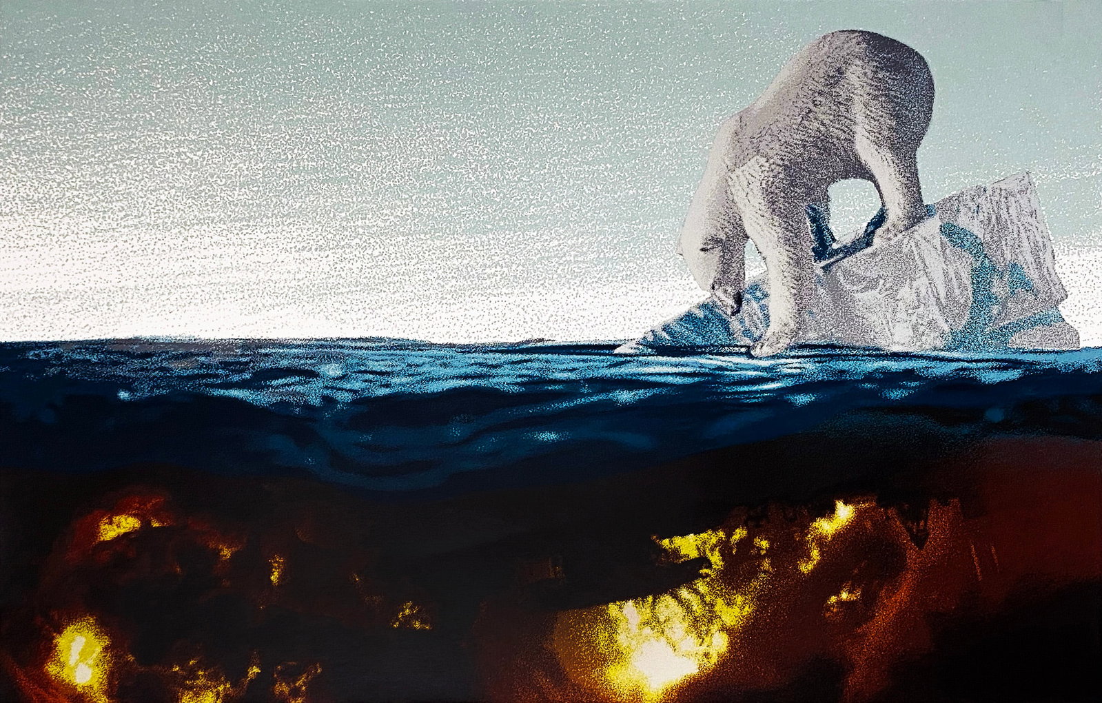 ONUR 'Last Island' (2017) Rare Original Screen Print: Last Island' by Onur, 2017RARE, early print bringing awareness to Global Warming and the critically endangered, majestic Polar Bear.24 x 36 Inches61 x 91.4 Centimeters14-color screen print on