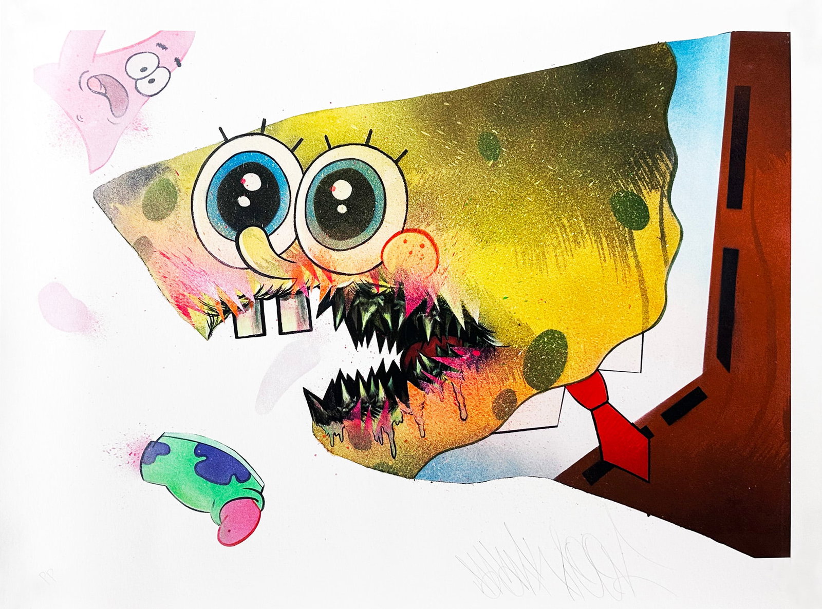 SHARK TOOF 'Ceci N'est Pas Une Spongebob' (2019) RARE Archival Pigment Print: Ceci N'est Pas Une Spongebob' by Shark Toof, 2019Limited Edition Printers Proof print!18 x 24 Inches45.7 x 61 CentimetersRare archival pigment print on 310gsm Museum Natural fine art paper.Limited