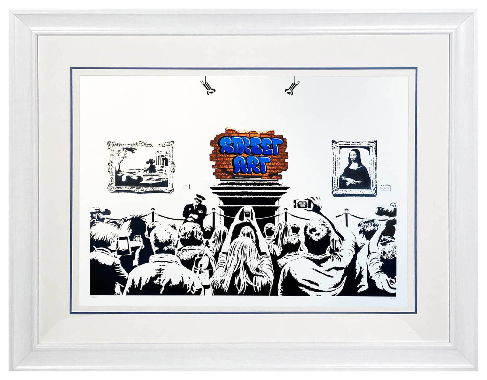 OUTIS 'Revandalism' (2015) Custom Framed Screen Print (blue): Revandalism' by Outis, 201520.5 x 27.5 Inches52 x 70 Centimeters26.5 x 33.5 x 1.25 Inches (framed)11-color screen print on 300gsm fine art paper.Limited Timed Edition of 101 (#11/101)Hand-signed by th