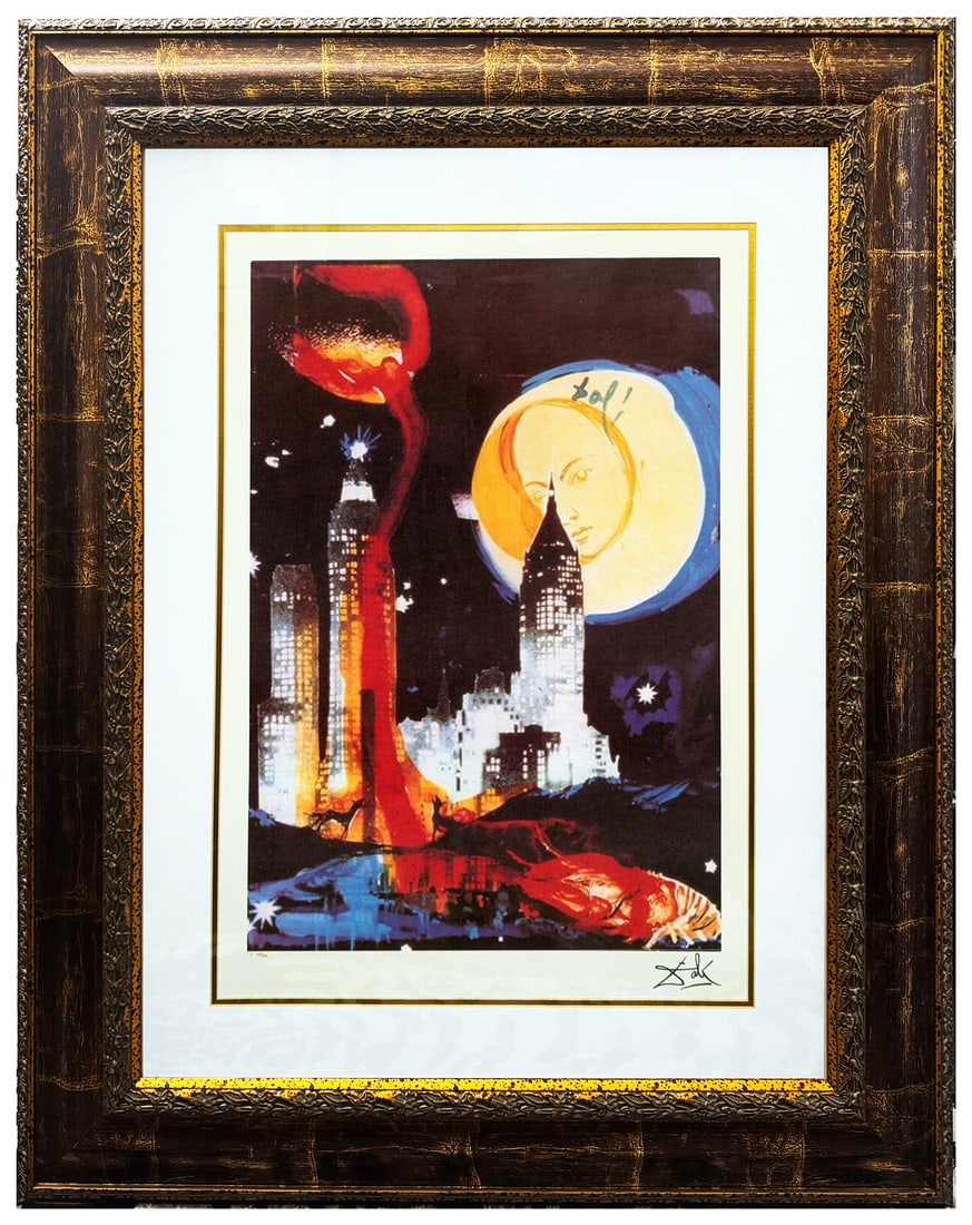 SALVADOR DALI 'The Moon on Manhattan' (1976) Custom Framed Limited Ed. Lithograph (1 of 10)
