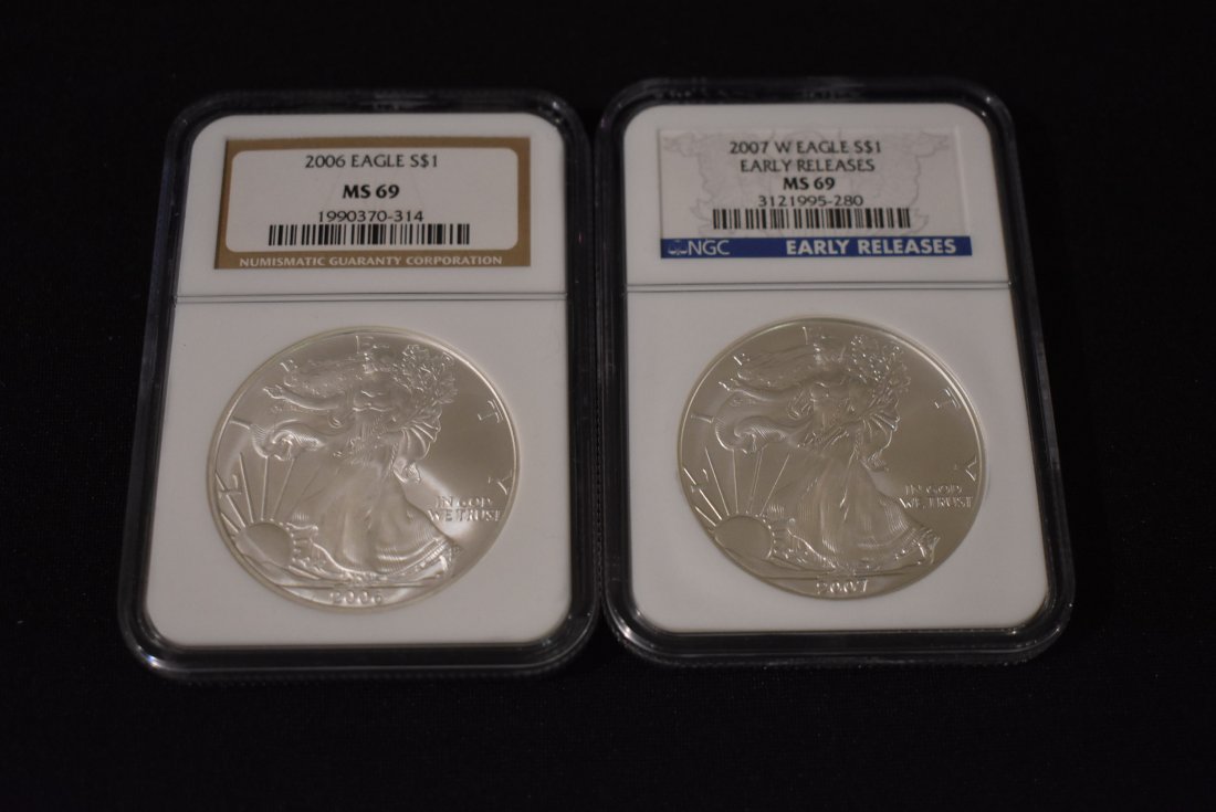 2006 & 2007 Silver Eagles NGC MS 69 (1 of 2)