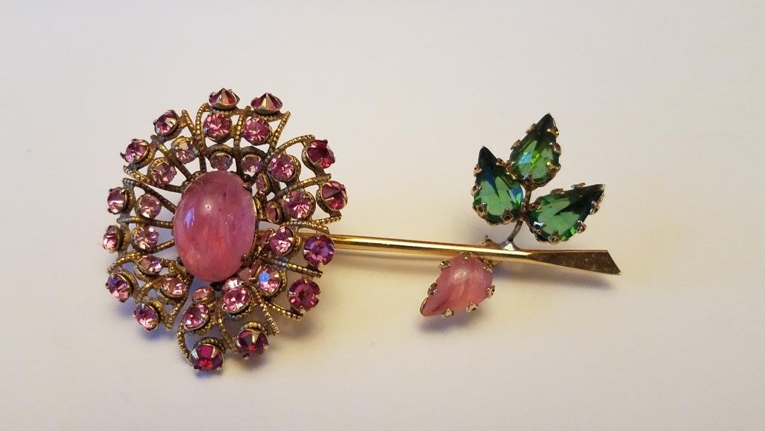Vintage Schreiner New York Flower Brooch: Vintage Schreiner New York Flower Brooch, 3.5" long, signed