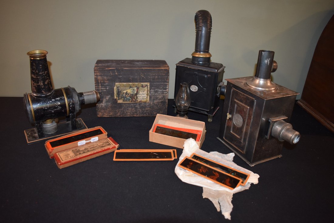 Lot of 3 Magic Lanterns w Box & Slides (1 of 8)