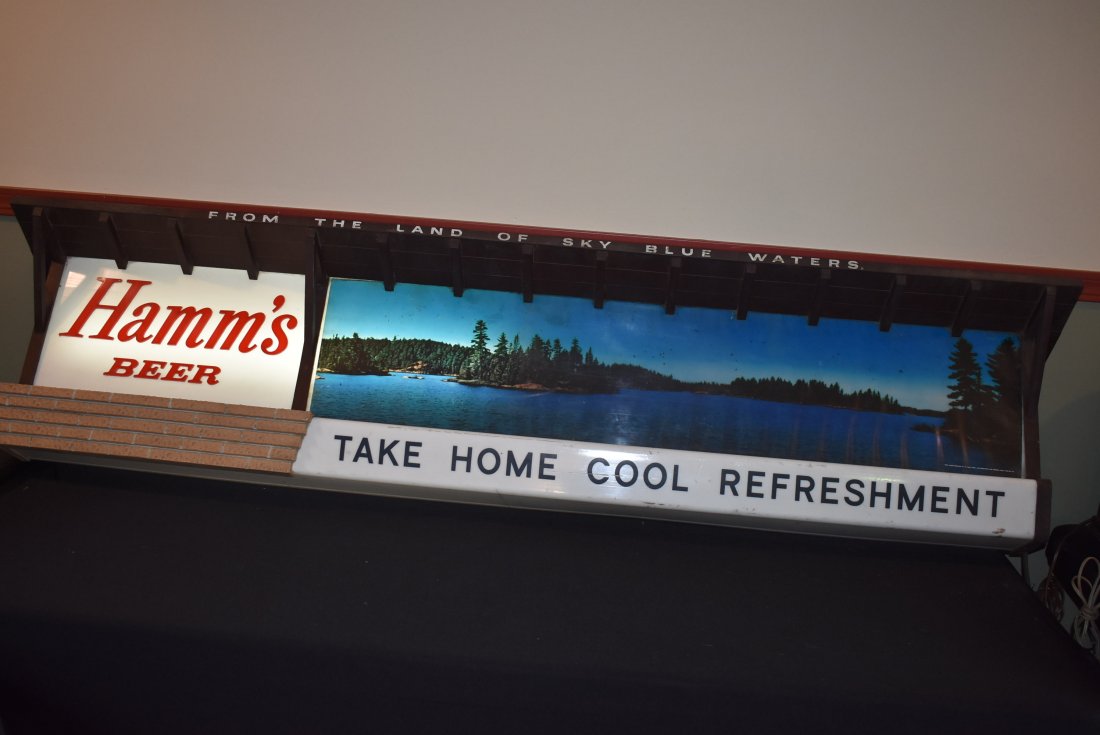 Large Vintage Hamms Beer Bar Cooler Light Sign
