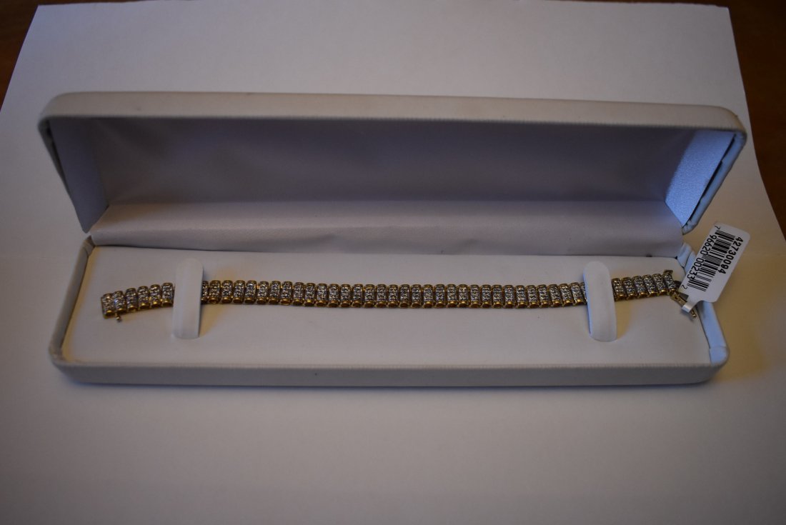 10K Yellow Gold and Diamond Wide Tennis Bracelet (1 of 6)