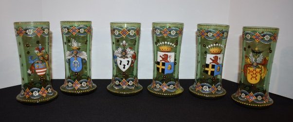 Set of 6 Hand Painted Enamel German Beakers (1 of 4)