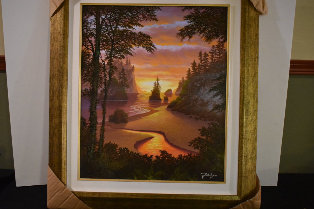 Jon Rattenbury Original Acrylic "North Coast Gold": Jon Rattenbury Original Acrylic Painting "North Coast Gold". It comes beautifully framed and measures 32" x 28". Comes with certificate.