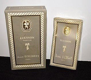 Group of Vintage Jean d'Albret Ecusson Perfume NEW: A group of 2 bottles of Ecusson by Jean d'Albret Paris Perfume, 1/2 oz. and 1 oz. Both are brand new. The 1/2 oz is still sealed.