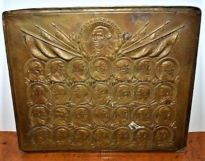 A. Eisenberg Brass / Bronze Plaque first 29 Presidents: Bronze or Brass wall hanging plaque entitled, ''George Washington and Sculptured Busts of Succeeding Presidents'' by A. Eisenberg, 1923. Plaque presents relief profiles of U.S. Presidents through 1929