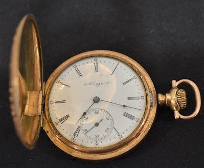 Elgin Pocket Watch Hunter Case early 1900s: Elgin Pocket Watch in Hunter Case, early 1900's.