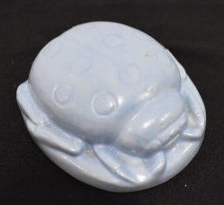 Rookwood Pottery Ladybug Paperweight: Rookwood Pottery Blue Ladybug Paperweight, 3.5"