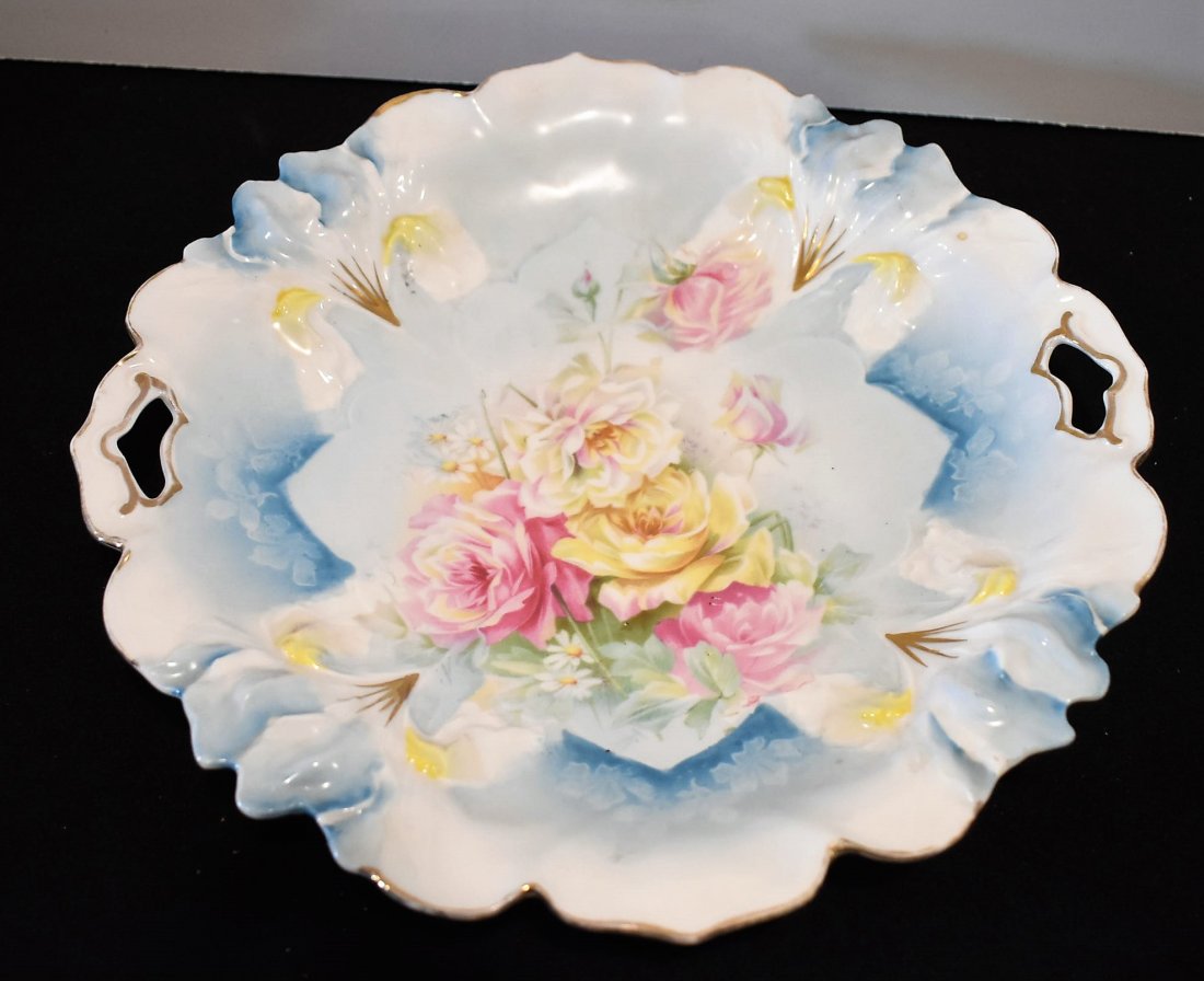 Beautiful R.S. Prussia Handle Plate Platter: Antique R.S. Prussia Plate/Platter with Handles, measures 10.75"