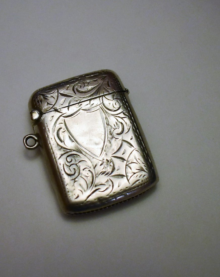 Antique Sterling Silver Match Safe Vesta: Antique Sterling Silver Match Safe/Holder Vesta. It measures 2".