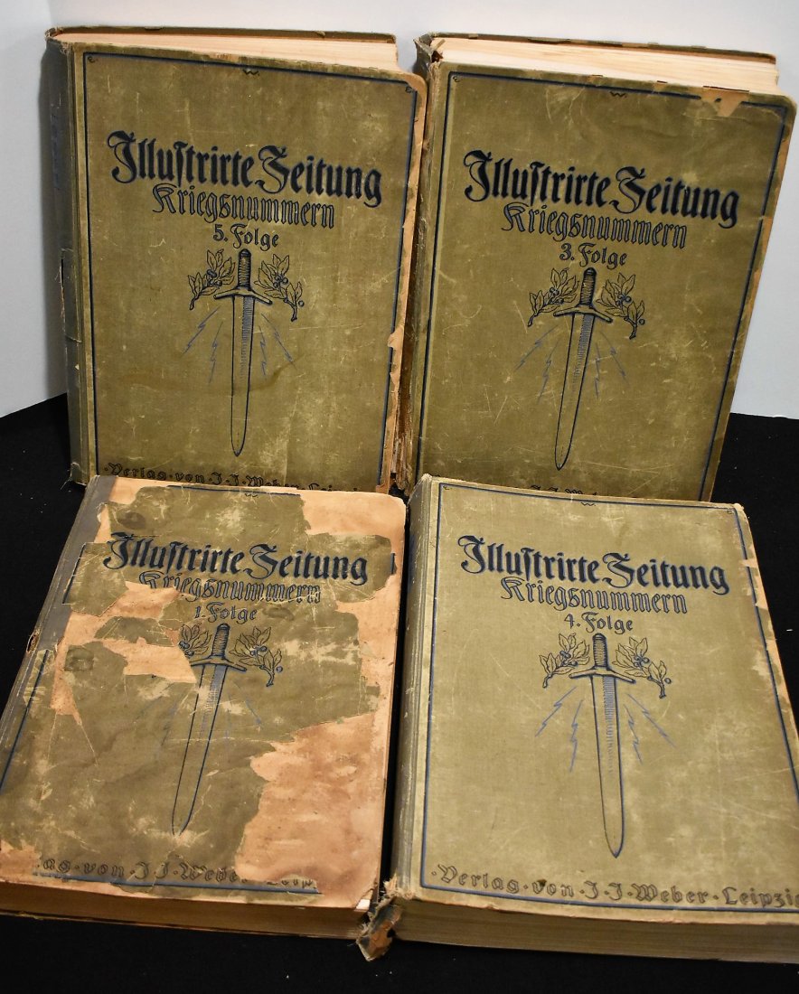 4 Volumes Illustrirte Zeitung Books/Newspapers 1914-16: 4 Volumes German Illustrirte Zeitung, volumes 1,3,4 and 5, 1914-1916