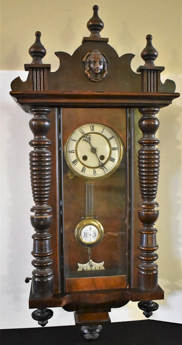 Antique Carved German RA Wall Clock