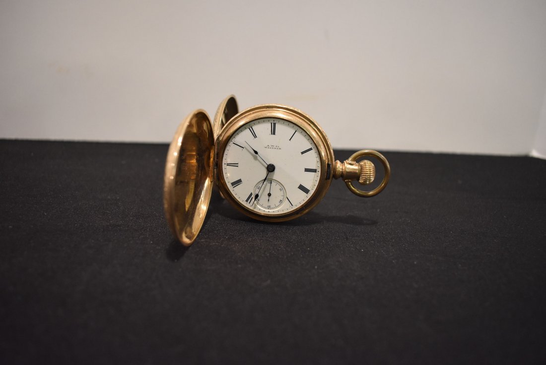 Antique American Watch Company Pocket Watch Lever Set: American Waltham Watch Company Lever Set Pocket Watch with Hunter Case, c.1885. movement 2692821, size 18s, 15jInterior case is inscribed