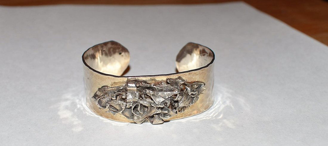 Vintage Hand Wrought Sterling Silver Bracelet: Vintage Hand Wrought Sterling Silver Bracelet, 3/4" wide, marked "LPA Handwrought Sterling"