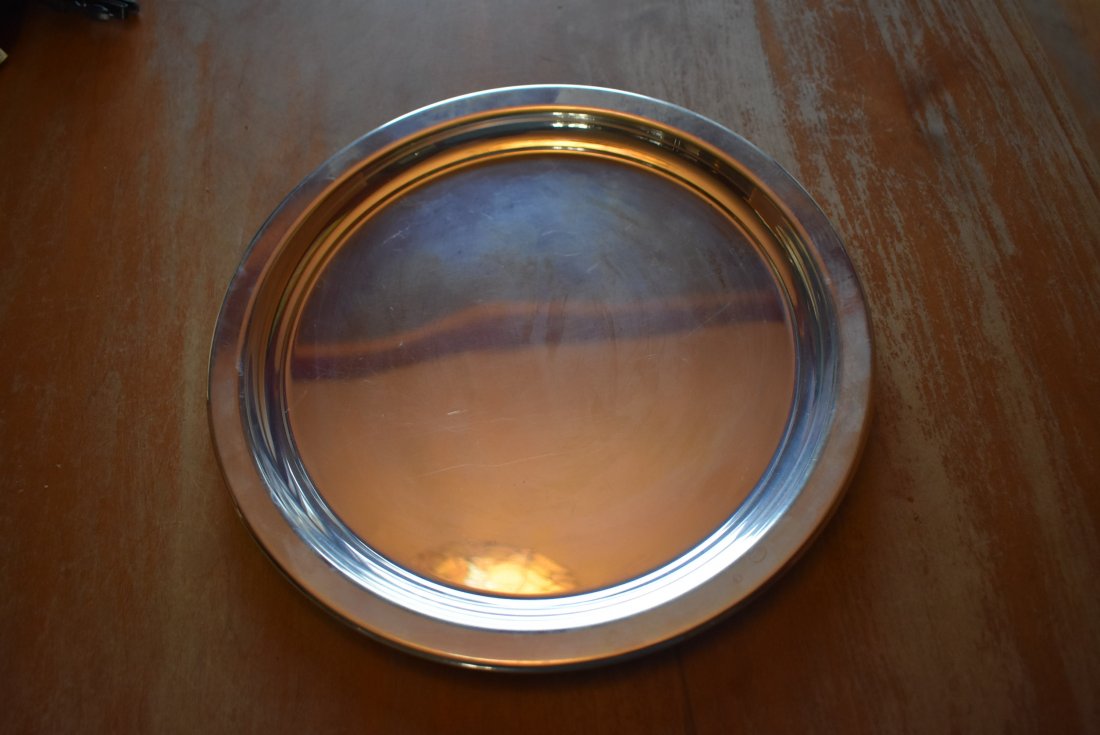 Heavy Towle Sterling Silver 10.5" Tray: Towle Sterling Silver 10.5" Serving Tray. It weighs 14.18 ounces = 402 grams.