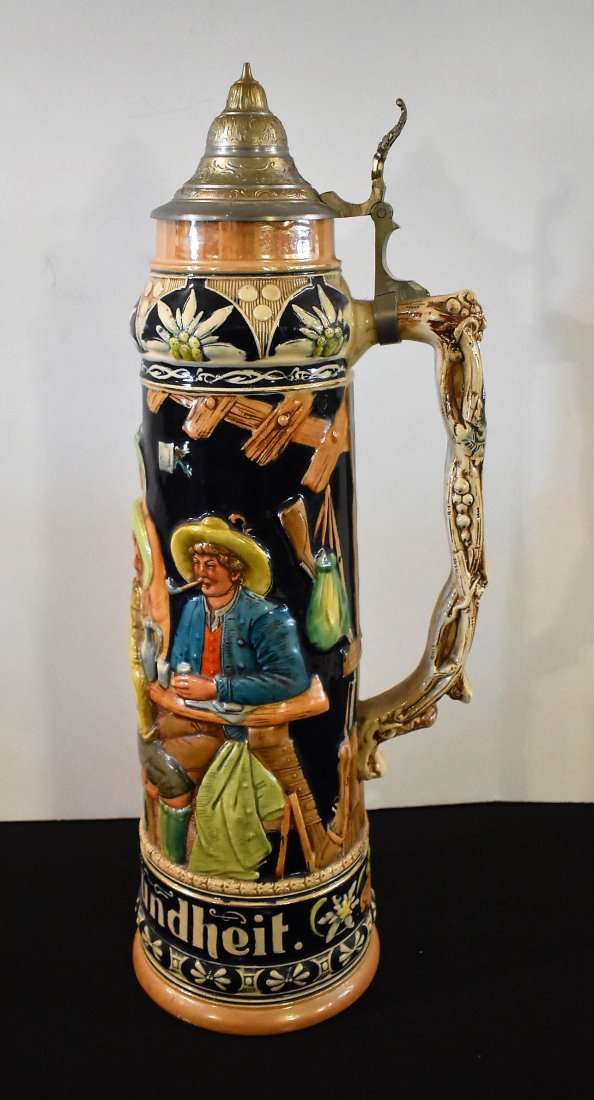 Gerz 5 liter Pottery Beer Stein: 5 liter Gerz Pottery Beer Stein 1940's, marked 1057 on the bottom, measures 21" tall.