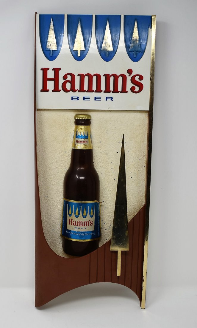 Vintage 1950's Hamm's Beer Sign: Vintage Mid-Century Hamms Beer Sign, measures 7.75" x 20"