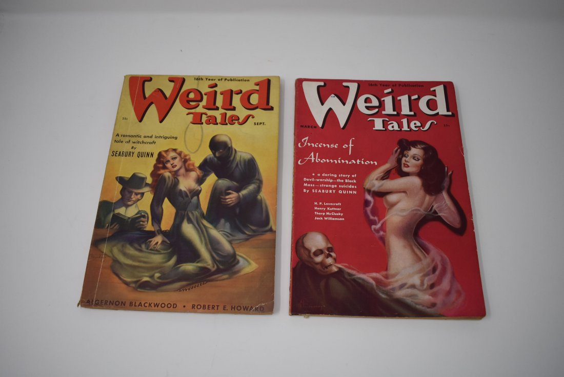 2 Weird Tales Magazines March & September 1938: Lot of 2 Weird Tales Magazines, March and September 1938, H.P. Lovecraft, Seabury Quinn and more. Gorgeous color