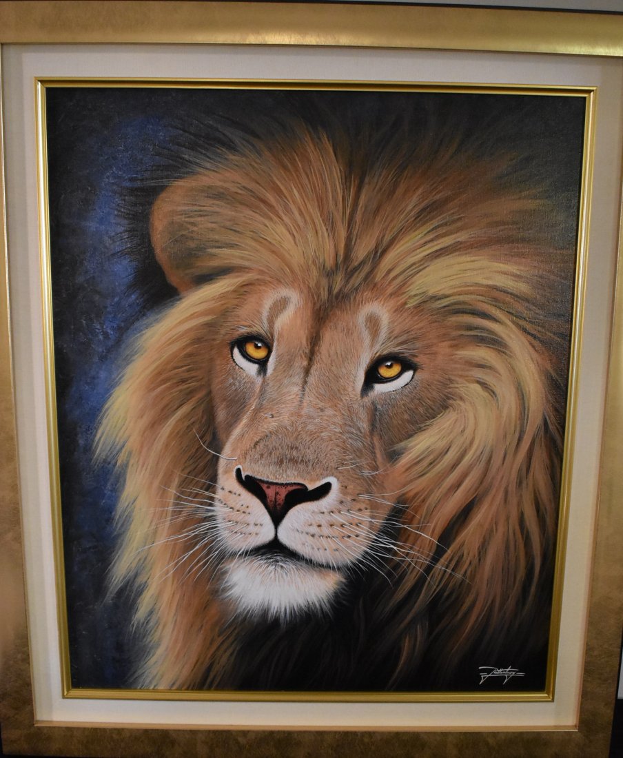 John Rattenbury Original Acrylic Lion Painting: John Rattenbury Original Acrylic on Canvas Painting "Eyes of the Dreamer". It measures 29.5" x 25.5" framed. Comes with Certificate.