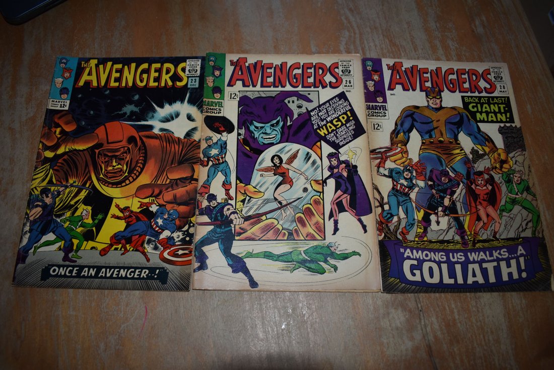 Avengers #23 #26 #28 (1st App. Collector & Goliath): Avengers #23 #26 #28 (1st App. Collector & Goliath) Low - Mid-Grade 12 cent comic Book Lot