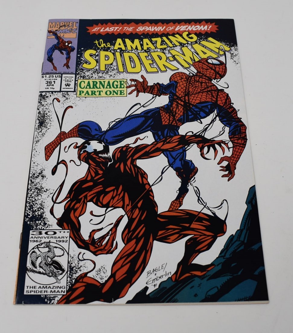 1st Appearance Carnage - Amazing Spider-man #361 - ASM: 1st Appearance of Carnage - Amazing Spider-man #361 - Nice looking Copy of this great Key book - I am not a professional grader so please see pictures and make your own decision, but to me this book l