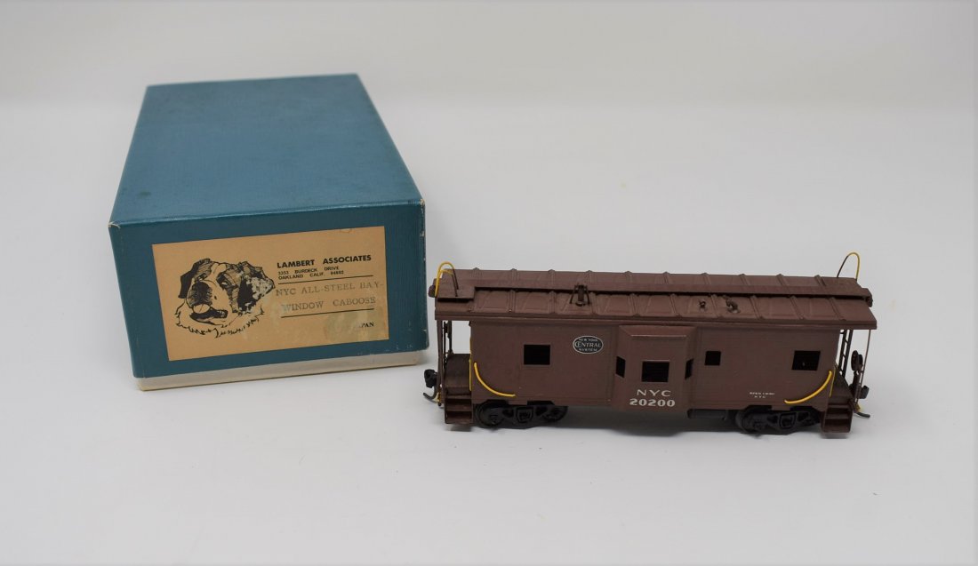 Lambert Associates Brass NYC Caboose: Lambert Associates New York Central All-Steel Bay Window Caboose NYC Painted Brass, in original box