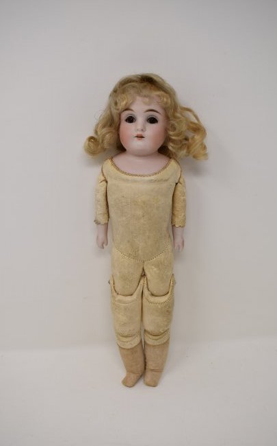 Antique German Leather Body sleepy eyes Porcelain Doll: Antique German Leather Body sleepy eyes Porcelain Doll - Marked: dept 54 7 1/5 --please see photos for condition